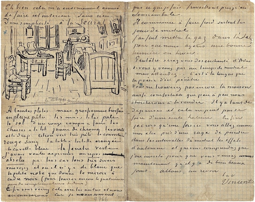  124-Vincent van Gogh-La camera da letto, Lettera a Paul Gauguin di Arles, mercoledì 17 ottobre 1888 